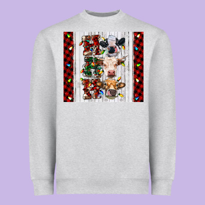 Ho Ho Ho Christmas Cow Heavyweight Sweatshirt Designed By Ranaportraitstore