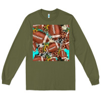 Army Green football leopard turquoise cowhide sunflower seamless pattern Long Sleeve Tee - JahusDesignShop