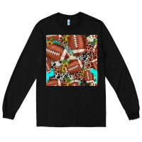 Black football leopard turquoise cowhide sunflower seamless pattern Long Sleeve Tee - JahusDesignShop