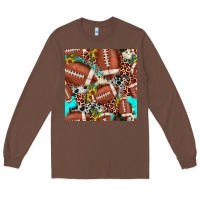 Chestnut football leopard turquoise cowhide sunflower seamless pattern Long Sleeve Tee - JahusDesignShop