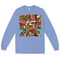 Colony Blue football leopard turquoise cowhide sunflower seamless pattern Long Sleeve Tee - JahusDesignShop