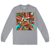 Heather Grey football leopard turquoise cowhide sunflower seamless pattern Long Sleeve Tee - JahusDesignShop