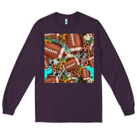 Plum football leopard turquoise cowhide sunflower seamless pattern Long Sleeve Tee - JahusDesignShop