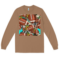 Toasted Coconut football leopard turquoise cowhide sunflower seamless pattern Long Sleeve Tee - JahusDesignShop