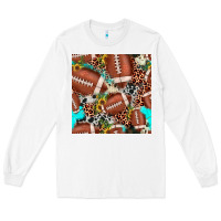 White football leopard turquoise cowhide sunflower seamless pattern Long Sleeve Tee - JahusDesignShop