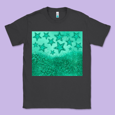Green Glitter Star Classic Tee Designed By Jahusdesignshop