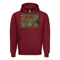 Burgundy western thunderbird and arrow with aztec leopard Zipper Hoodie - Artiststas