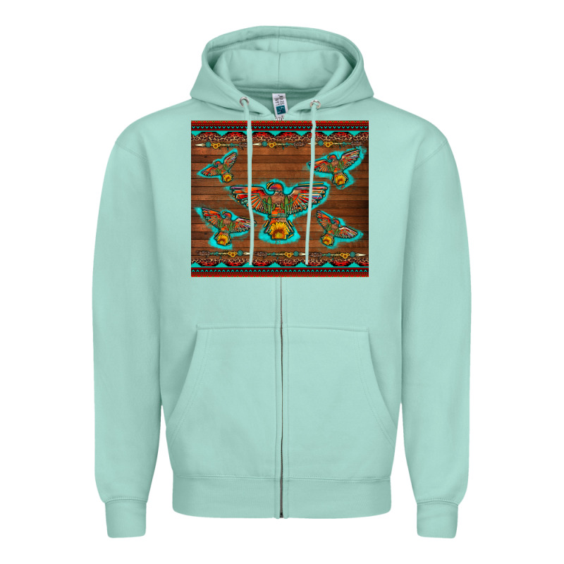 Western Thunderbird And Arrow With Aztec Leopard Zipper Hoodie by Artiststas | Teevron