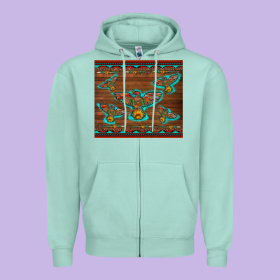 Western Thunderbird And Arrow With Aztec Leopard Zipper Hoodie Designed By Artiststas