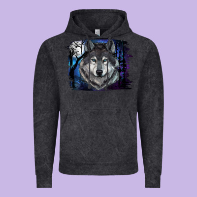 Wolf And Full Moon Vintage Hoodie Designed By Ranaportraitstore