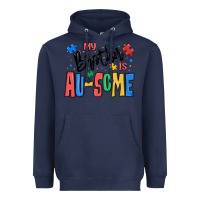 Navy my brother is ausome autism Heavyweight Hoodie - MaliasSmallBusiness