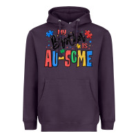 Plum my brother is ausome autism Heavyweight Hoodie - MaliasSmallBusiness