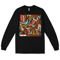 Black football leopard gemstone sunflower seamless pattern Long Sleeve Tee - JahusDesignShop