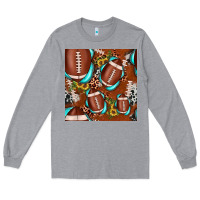 Heather Grey football leopard gemstone sunflower seamless pattern Long Sleeve Tee - JahusDesignShop