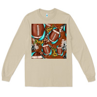 Mushroom football leopard gemstone sunflower seamless pattern Long Sleeve Tee - JahusDesignShop