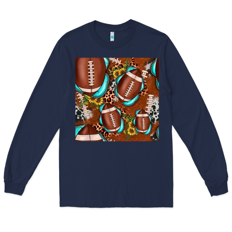 Football Leopard Gemstone Sunflower Seamless Pattern Long Sleeve Tee by JahusDesignShop | Teevron