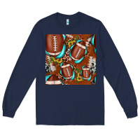 Navy football leopard gemstone sunflower seamless pattern Long Sleeve Tee - JahusDesignShop