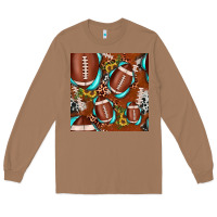 Toasted Coconut football leopard gemstone sunflower seamless pattern Long Sleeve Tee - JahusDesignShop