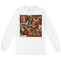 White football leopard gemstone sunflower seamless pattern Long Sleeve Tee - JahusDesignShop