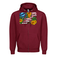 Burgundy usa flag and sunflower serape leopard and cactus Zipper Hoodie - Artiststas