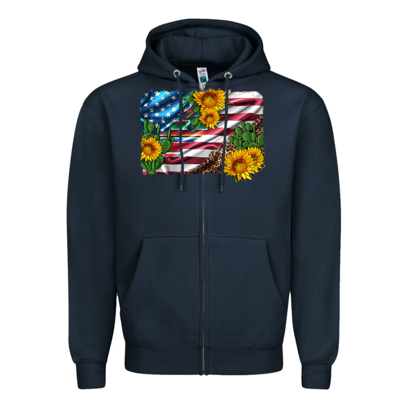 Usa Flag And Sunflower Serape Leopard And Cactus Zipper Hoodie by Artiststas | Teevron