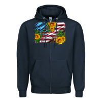 Navy usa flag and sunflower serape leopard and cactus Zipper Hoodie - Artiststas
