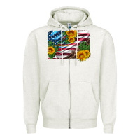 Oatmeal Heather usa flag and sunflower serape leopard and cactus Zipper Hoodie - Artiststas
