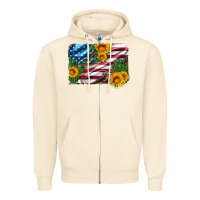 Sandshell usa flag and sunflower serape leopard and cactus Zipper Hoodie - Artiststas