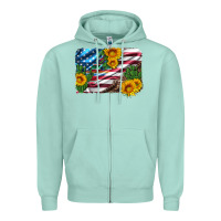 Seafoam usa flag and sunflower serape leopard and cactus Zipper Hoodie - Artiststas