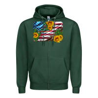 Sports Green usa flag and sunflower serape leopard and cactus Zipper Hoodie - Artiststas