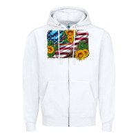 White usa flag and sunflower serape leopard and cactus Zipper Hoodie - Artiststas