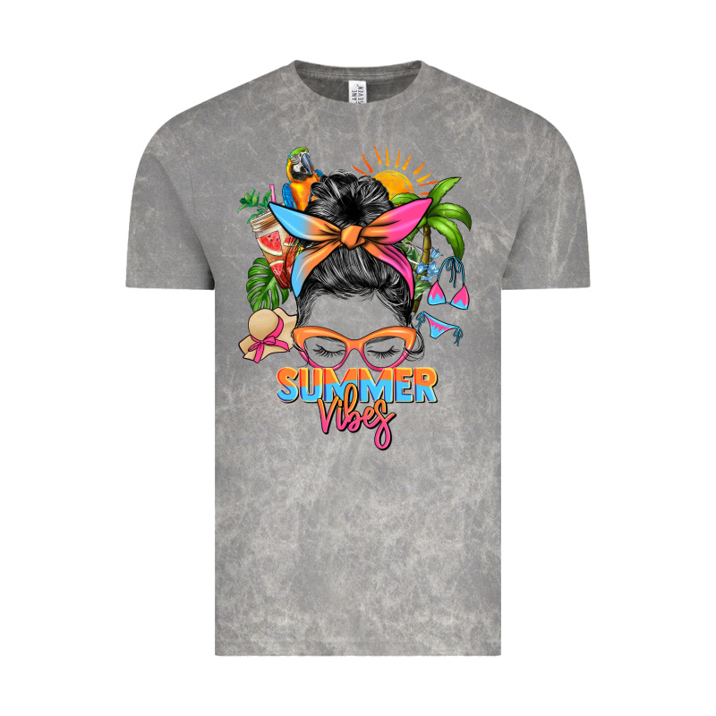 Summer Vibes Messy Bun Vintage Tee by Zillion Design Studio | Teevron