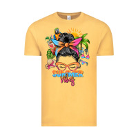 Vintage Mustard summer vibes messy bun Vintage Tee - Zillion Design Studio