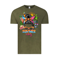 Vintage Olive summer vibes messy bun Vintage Tee - Zillion Design Studio