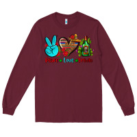 Burgundy peace love tequila Long Sleeve Tee - AdoDesignShop