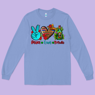 Peace Love Tequila Long Sleeve Tee Designed By Adodesignshop