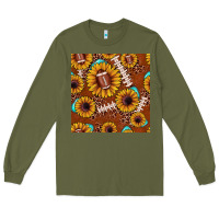 Army Green football leopard sunflower seamless pattern Long Sleeve Tee - JahusDesignShop