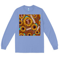 Colony Blue football leopard sunflower seamless pattern Long Sleeve Tee - JahusDesignShop