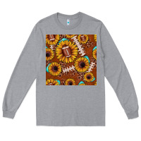 Heather Grey football leopard sunflower seamless pattern Long Sleeve Tee - JahusDesignShop