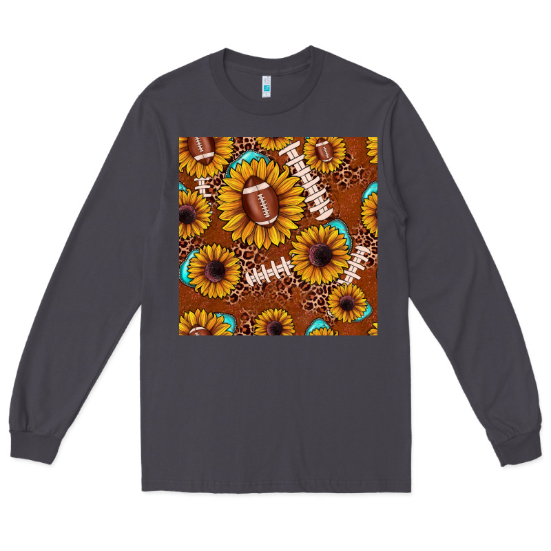 Football Leopard Sunflower Seamless Pattern Long Sleeve Tee by JahusDesignShop | Teevron