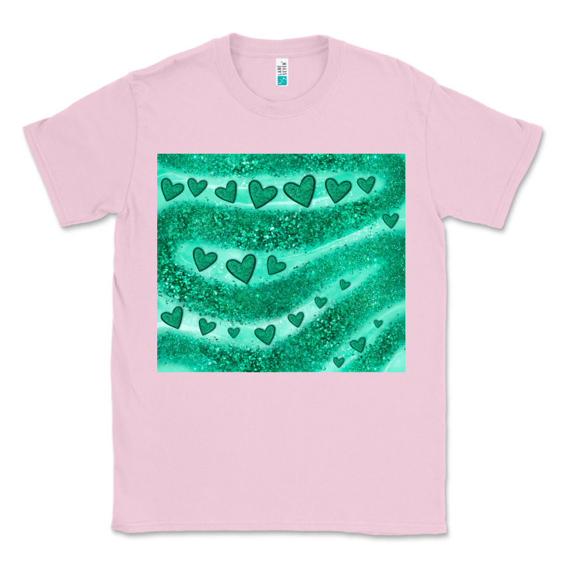 Green Glitter Heart Classic Tee by JahusDesignShop | Teevron