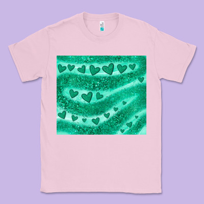 Green Glitter Heart Classic Tee Designed By Jahusdesignshop