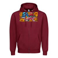 Burgundy usa flag and serape with leopard and sunflowers license plate Zipper Hoodie - Artiststas