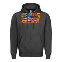 Charcoal Heather usa flag and serape with leopard and sunflowers license plate Zipper Hoodie - Artiststas