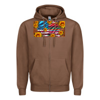 Chestnut usa flag and serape with leopard and sunflowers license plate Zipper Hoodie - Artiststas