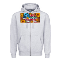 Heather Grey usa flag and serape with leopard and sunflowers license plate Zipper Hoodie - Artiststas
