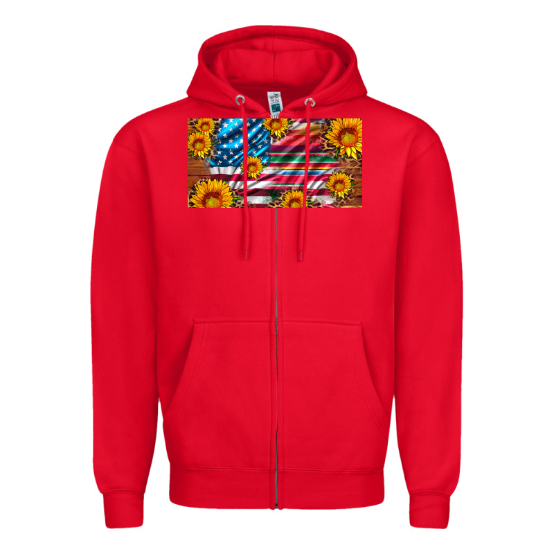 Usa Flag And Serape With Leopard And Sunflowers License Plate Zipper Hoodie by Artiststas | Teevron