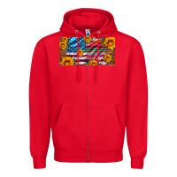 Red usa flag and serape with leopard and sunflowers license plate Zipper Hoodie - Artiststas
