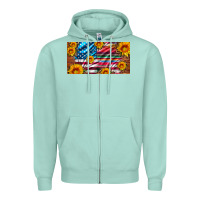 Seafoam usa flag and serape with leopard and sunflowers license plate Zipper Hoodie - Artiststas