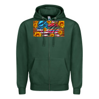 Sports Green usa flag and serape with leopard and sunflowers license plate Zipper Hoodie - Artiststas